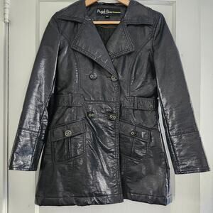 Projek Raw Faux Black Patent Leather Jacket Size Small